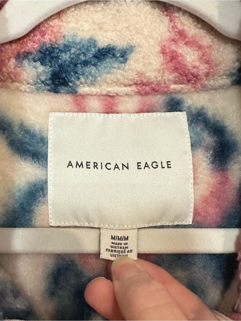American Eagle Floral Sherpa Fleece Zip Jacket Medium Cozy Teddy Coat Oversized - Picture 5 of 6